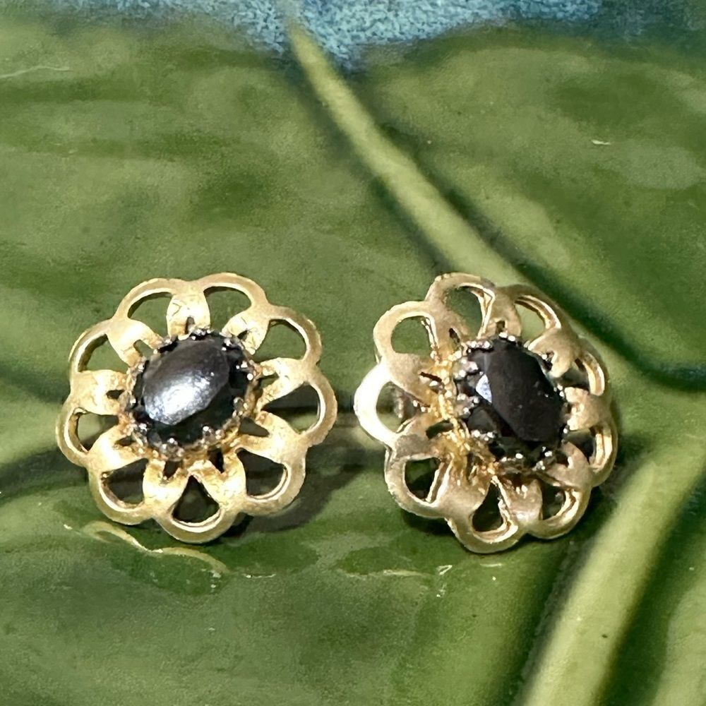 Genuine Iolite Gemstone (tested) Earrings Gold Plated ~ Pierced Earrings